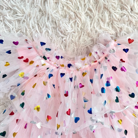 Pink tulle tiered heart dress - Picture 4 of 6